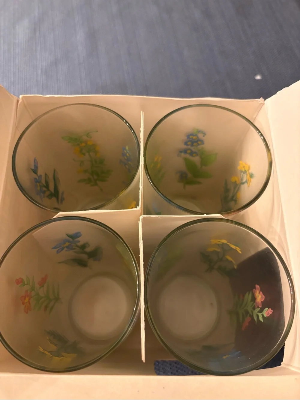 Corelle My Garden Floral Cooler Glasses - Blue and Green Accents (Set of 4)